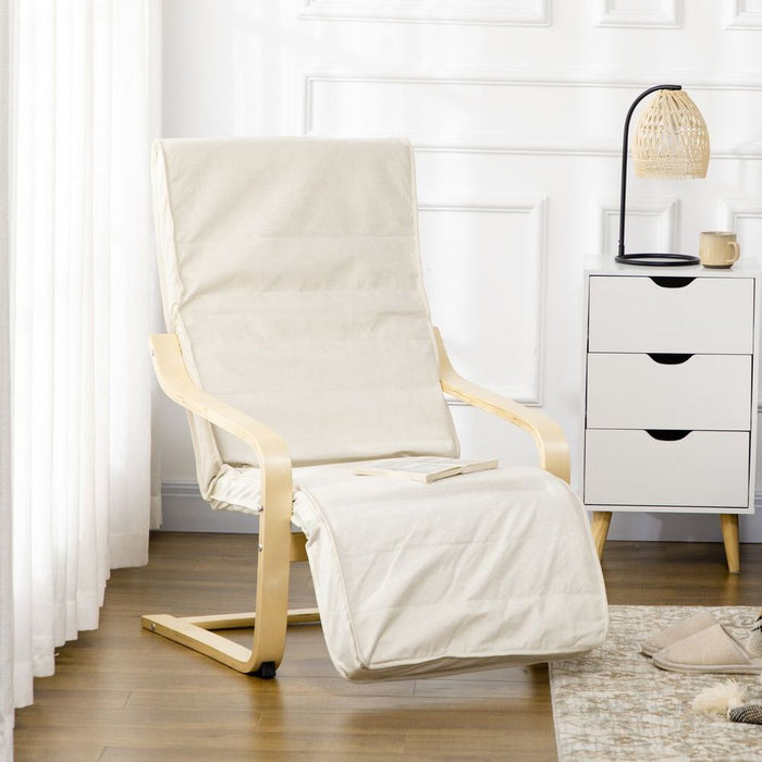 Premium Home Lounge Chair Recliner - Adjustable Footrest - Cream White