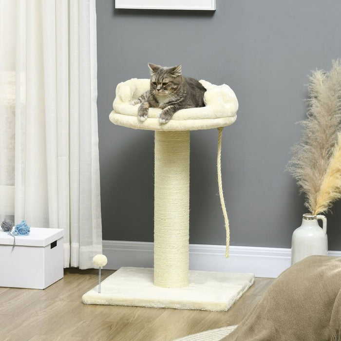 Premium Indoor Cat Tree - Sisal Scratching Post, Spacious Kitten Bed - Cream