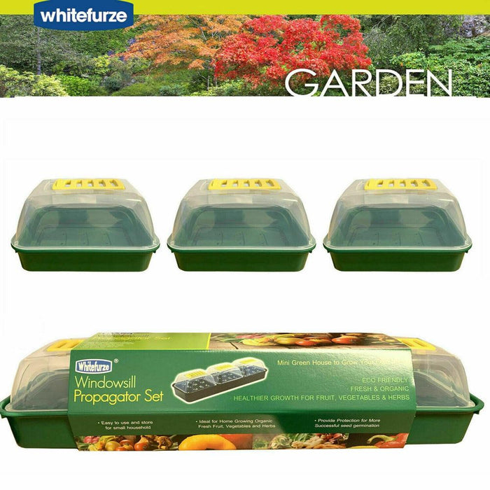 Premium Whitefurze G2666 7-Piece Windowsill Propagator Set - Green