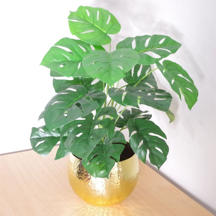 Premium Artificial Monstera Plant - 60cm - Golden Metal Planter - High-Quality & Stylish Design