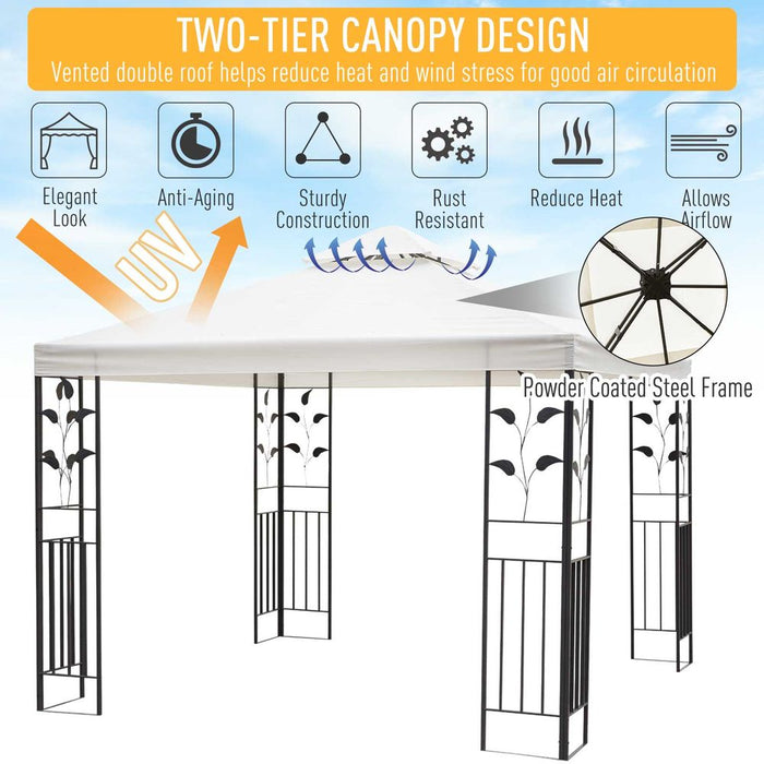 Outsunny 3x3 Cream Garden Gazebo - Vented Roof, Metal Frame, High Quality