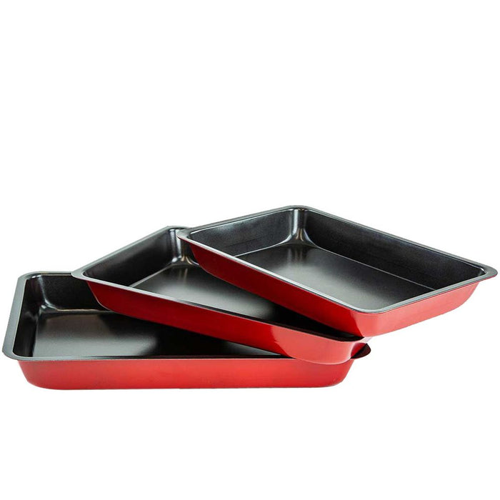 High Quality 3pc Non-Stick Baking Trays | Cook Multiple Ingredients | Micro-Oven, Freezer & Oven Safe | Fast & Easy Cleaning