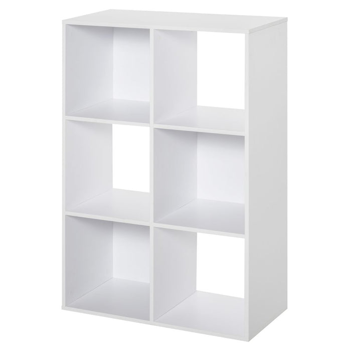 HOMCOM 3-tier 6 Cubes Storage Unit Particle Board Cabinet Bookcase Organiser Home Office Shelves White