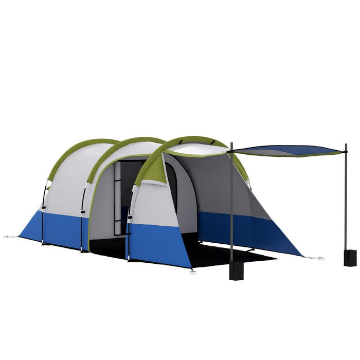 Outsunny 2-3 Man Camping Tunnel Tent with Bedroom and Living Room