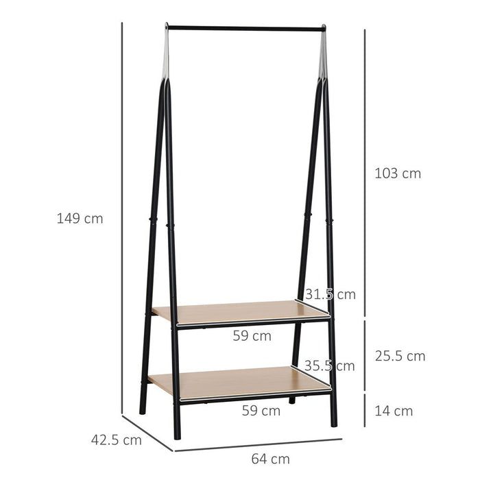 2-Tier Garment Rack, 149 H cm-Black/Wood Grain