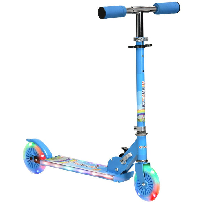 Ultra-Fun Kids' Scooter with Lights, Music, Adjustable Height - Blue