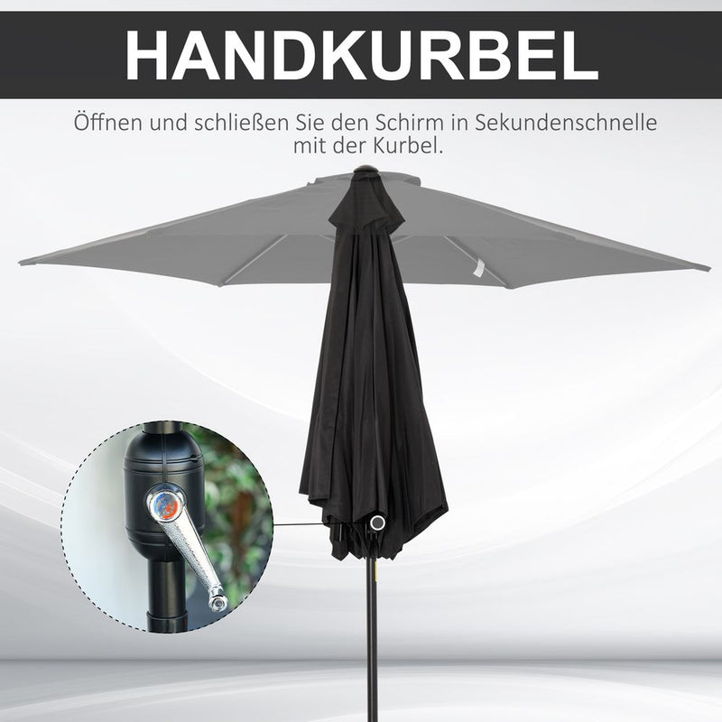 Premium Outsunny 2.7M Patio Umbrella - Sun Shade Garden Parasol - Aluminium - Black