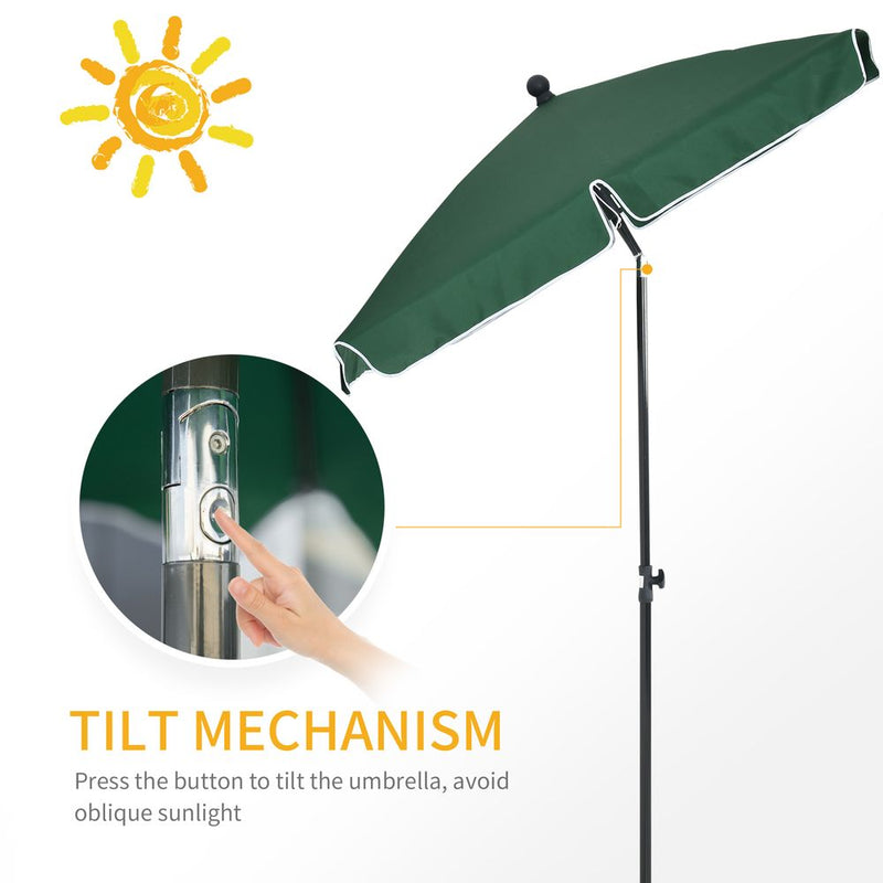 Premium Aluminium Sun Parasol - Strong, Adjustable, 2x1.25m Rectangular - Great for Gardens and Patios