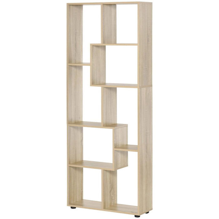 178cm 8-Shelf Bookcase | Melamine Surface | Oak Tone | Multipurpose 8-Grid