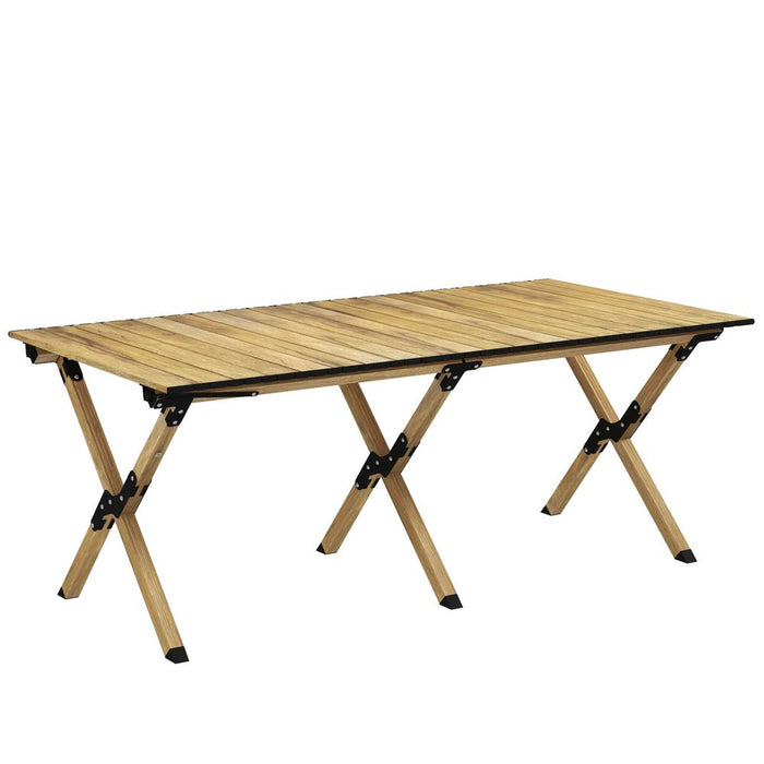 Premium Outsunny Foldable Camping Table - Durable Aluminium with Roll-Up Top - Perfect for Outdoor Activities and BBQs!