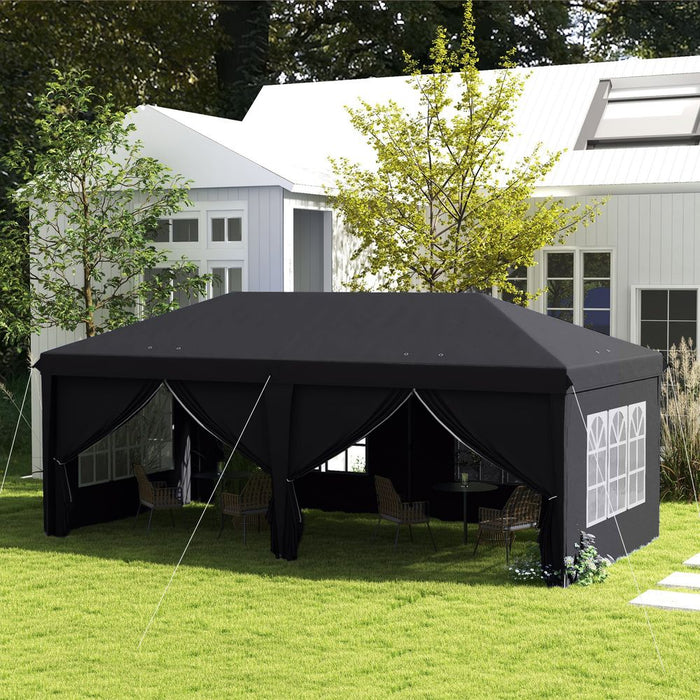 Outsunny 3 x 6m Pop Up Gazebo Height Adjustable Party Tent with Storage Bag