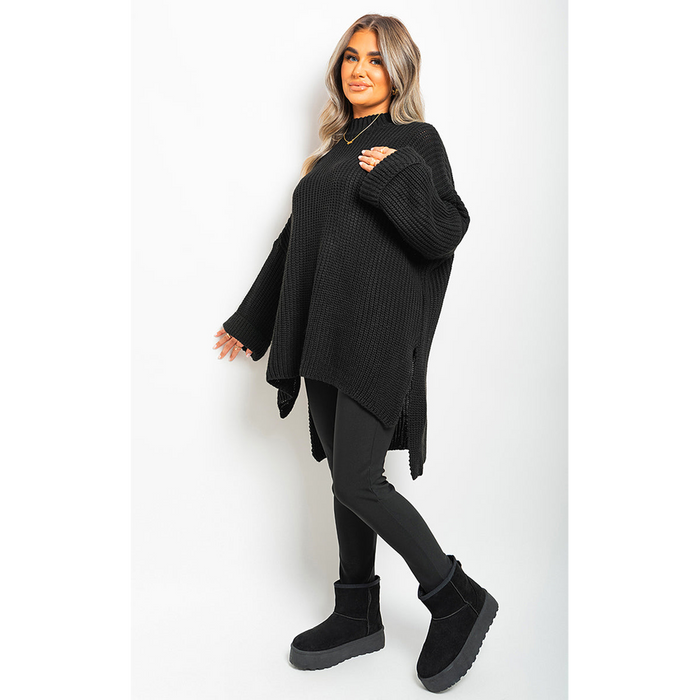 Cozy & Chic: High Neck Oversized Knit Jumper