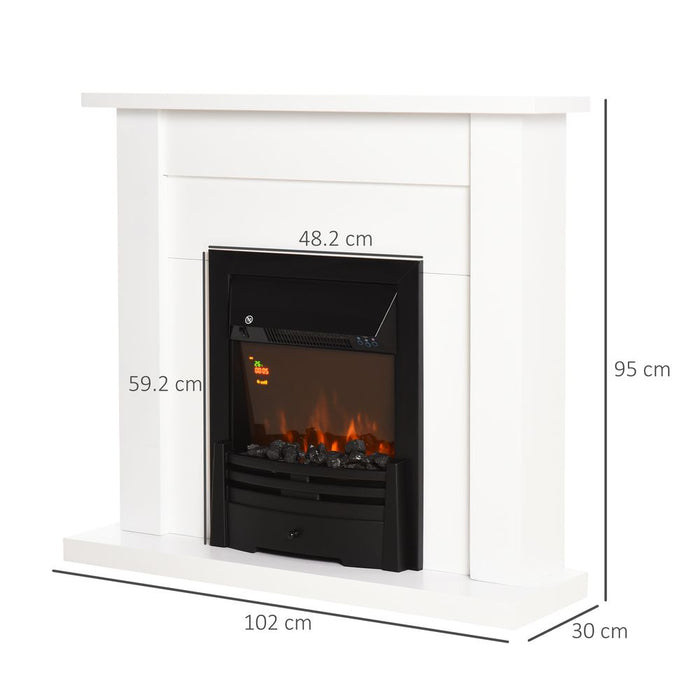 2000W 5-Level MDF Electric Fireplace Heater w/ Remote White