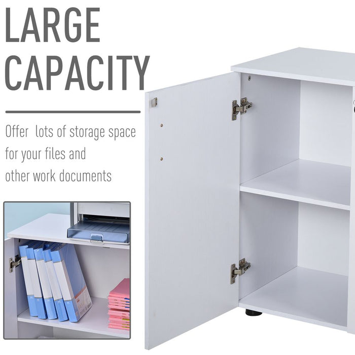 High-Quality 2-Tier Locking Office Storage Cabinet | Organize Files & Papers | White | HOMCOM