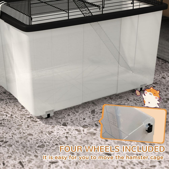 Premium 2-Tier Hamster Cage w/ Food Dish & Ramp - Spacious & Stylish Home for Your Small Pets