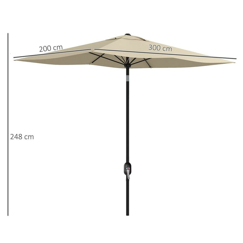 Outsunny 2x3m Garden Parasol Rectangular Umbrella | Crank, UV Resistant, White