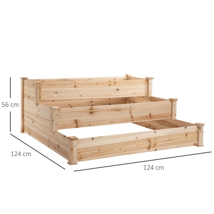 Premium Wooden 3-Tier Raised Bed Planter Kit | 124x124x56cm