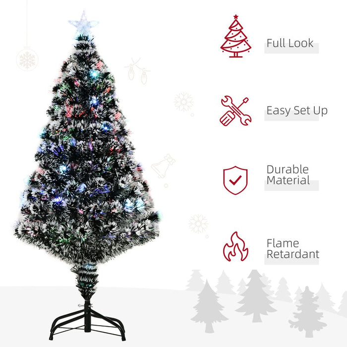 4ft Artificial Prelit Christmas Tree Snow Tree LED Fiber Optics Green White