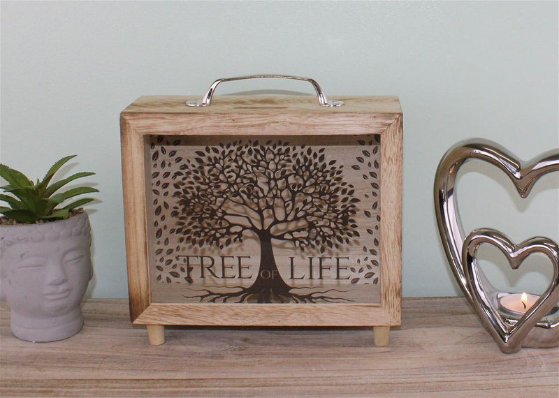 Highest Quality Tree of Life Money Box - Perfect Gift! - MDF & Glass - 7 x 21 x 20cm - SKU: TL0047