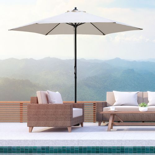 ?2.8m Patio Umbrella Parasol Outdoor Table Umbrella 6 Ribs Manual Push
