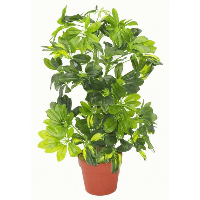 Realistic 75cm Arboricola Gold Capella Plant - Copper Metal Planter: High-Quality Artificial Foliage for Any Space