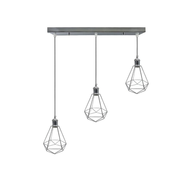 Vintage Industrial E27 Ceiling Hanging Light - Chrome Cage Shade