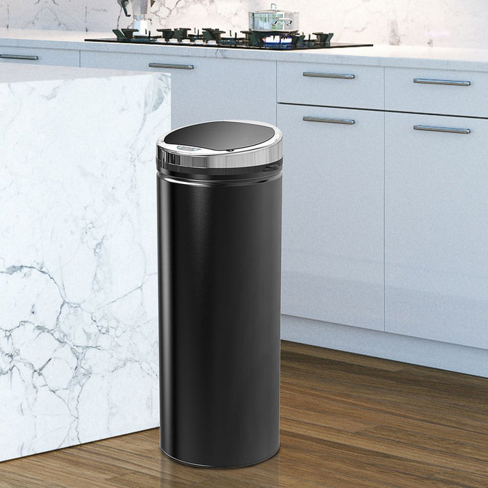 50 L Stainless Steel Sensor Trash Can W/ Bucket-Black