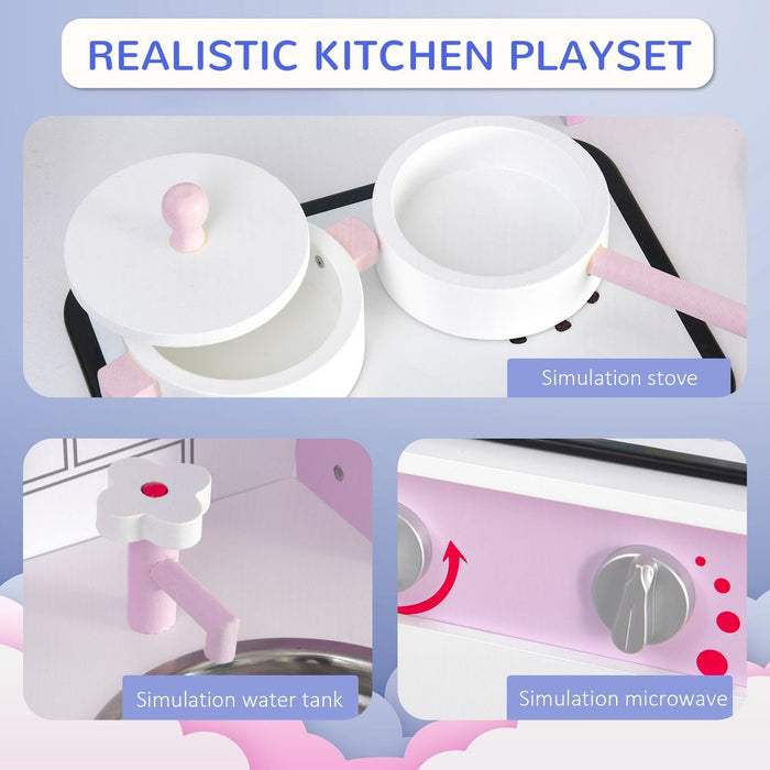 Kids Kitchen Play Set: Sounds, Utensils, Pans, Storage - Role Play