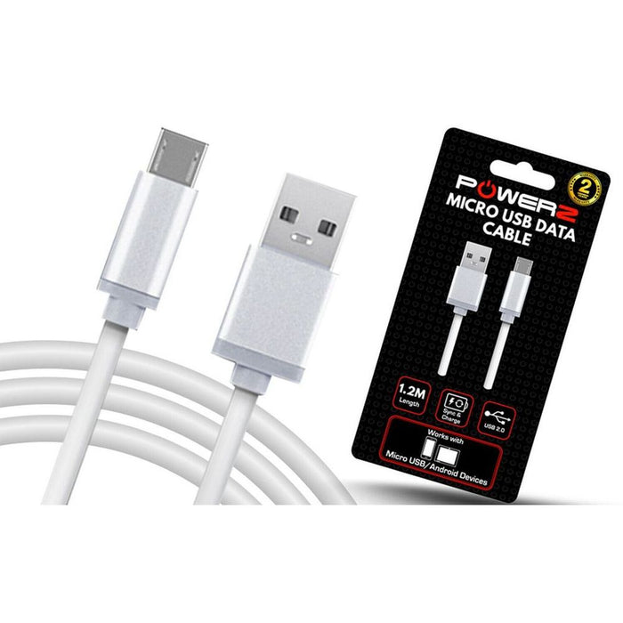 Powerz USB Data Charger Cable - Micro USB 1.2m - White