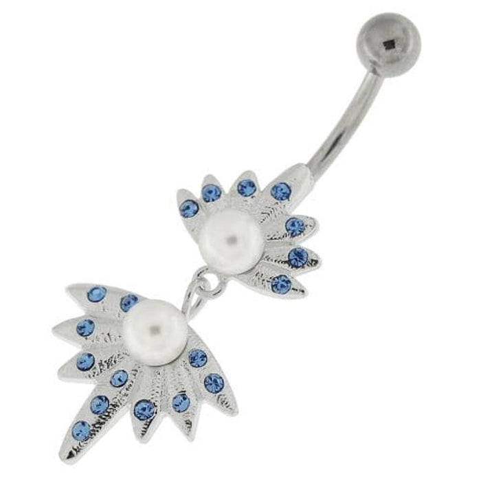 Pearls in the Jeweled Shell Navel Belly Button Ring