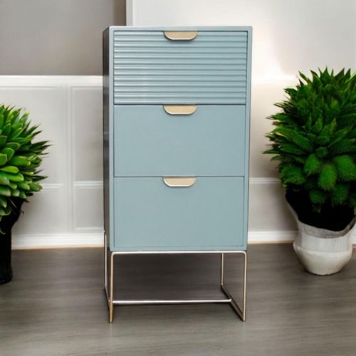 64CM GREEN WOODEN 3 DRAWER BEDSIDE TABLE
