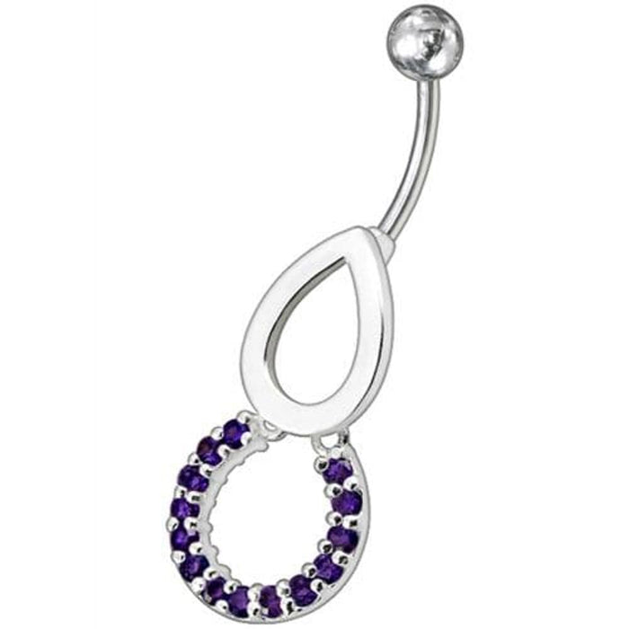 Pear Jeweled Fancy Round Dangling Belly Ring