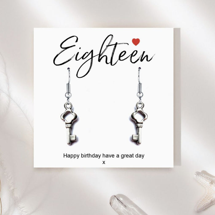 18th Birthday Silver Heart Earrings & Message Card