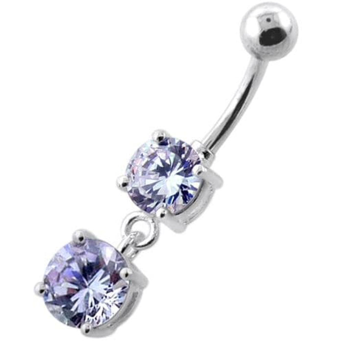 Round Jeweled Hanging Navel Belly Bar