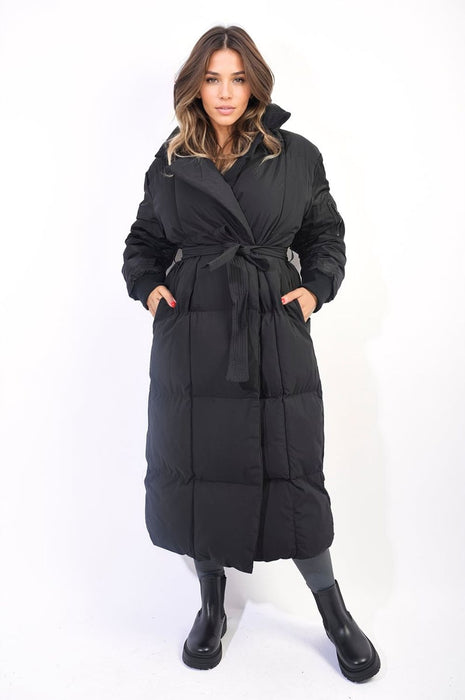 Natasha Long Belted Puffer Coat - Cozy & Stylish Winter Essential