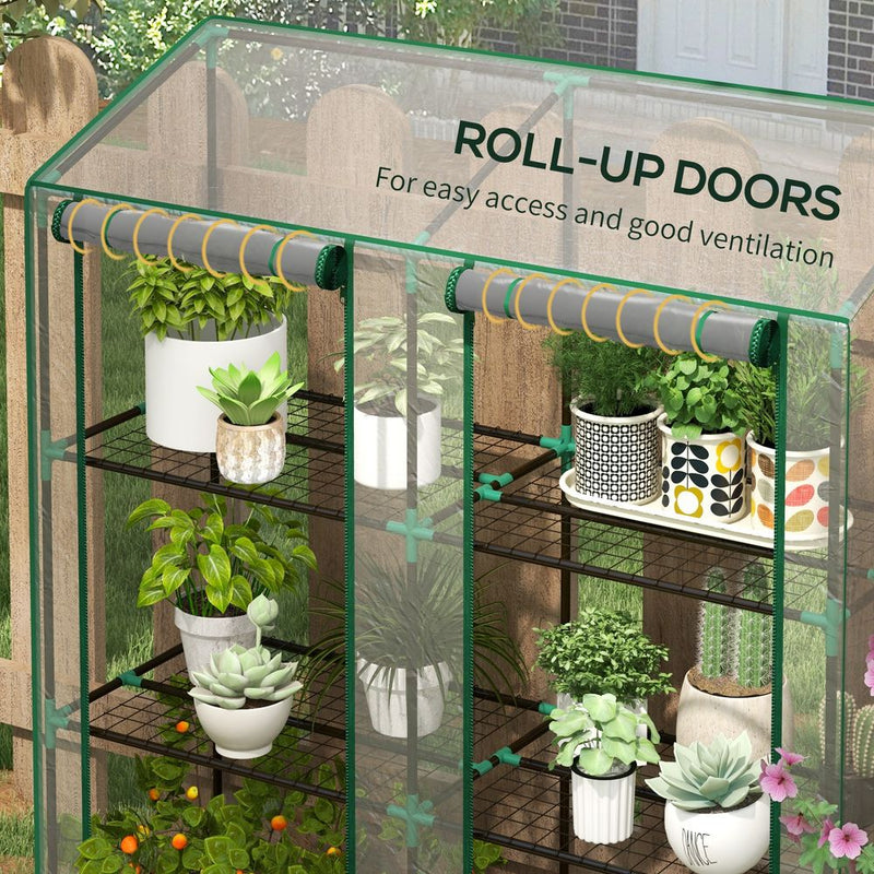 Outsunny 3-Tier Mini Greenhouse; 151H x 143W x 46Dcm; Clear; Protect Plants with Ease
