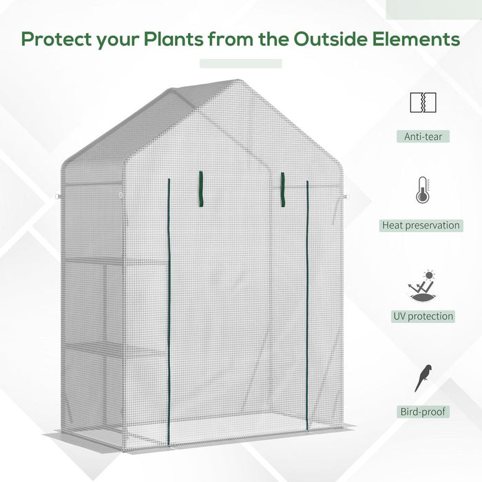 Outsunny Portable Greenhouse w/ Shelf - Extend Growing Season, Protect Plants from Cold & Birds