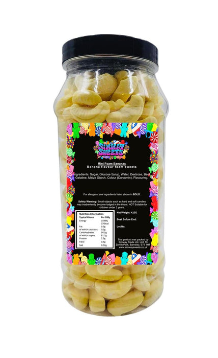 Delicious Mini Foam Banana Sweets - Retro Gift Jar, Fast Delivery, Best Quality