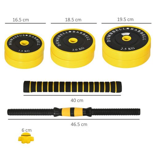 25KG Barbell & Dumbbell Set Fitness Exercise Home Gym Plate Bar HOMCOM
