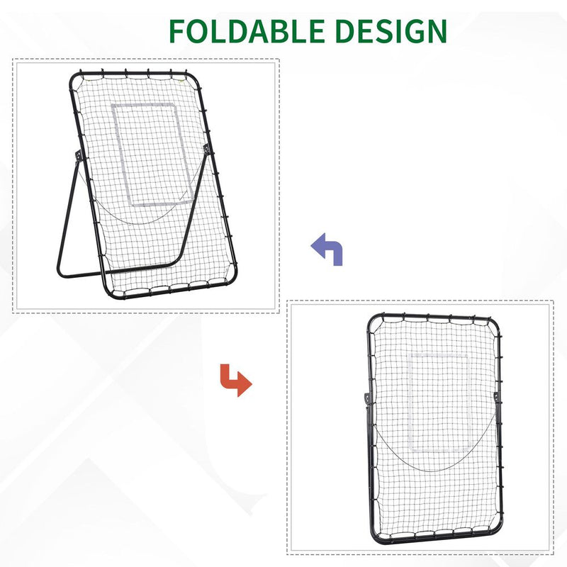 HOMCOM Foldable Football Rebounder Net, Large Football Goal Training Aid Soccer Kickback Target Zone Goal Play Adjustable Angles for Kids & Adult Black