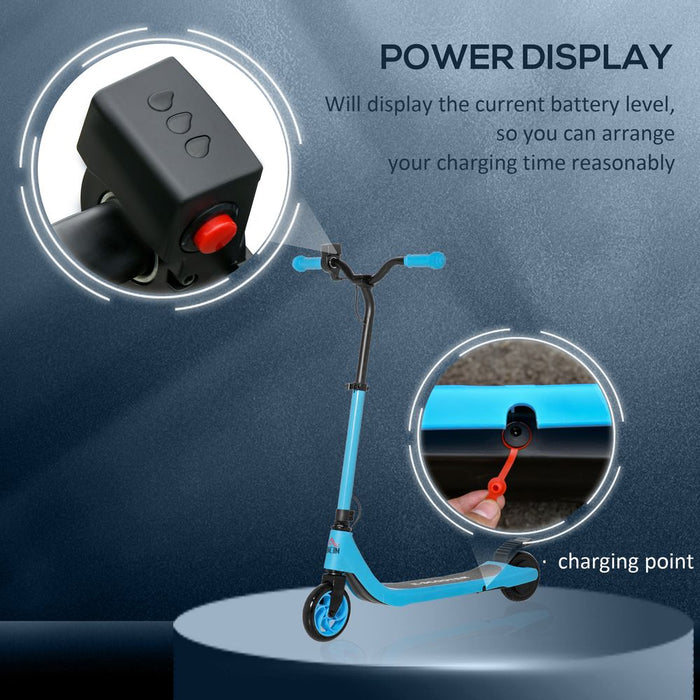 Blue HOMCOM Electric Scooter - 120W, Battery Level Display, Rear Brake