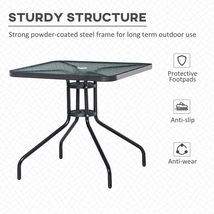 Outsunny Square Patio Table - Tempered Glass Top, Garden Dining - 76 x 76cm