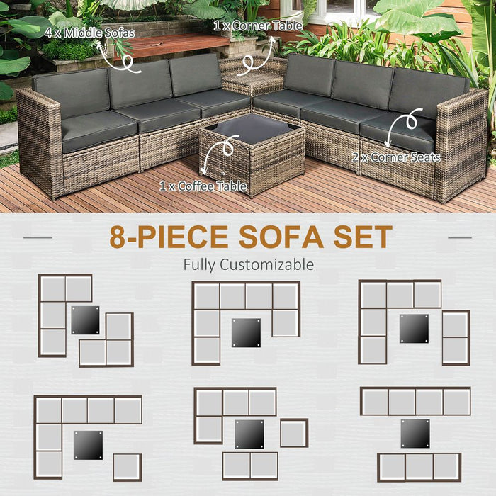 Outsunny Patio Rattan Sofa Set - Premium Quality Garden Furniture with Cushion