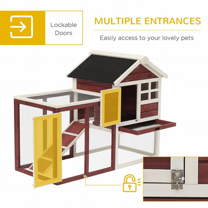 Premium 122cm Rabbit Hutch - Wooden Habitat w/ Tray & Ramp - Ideal for Small Animals - Top Quality