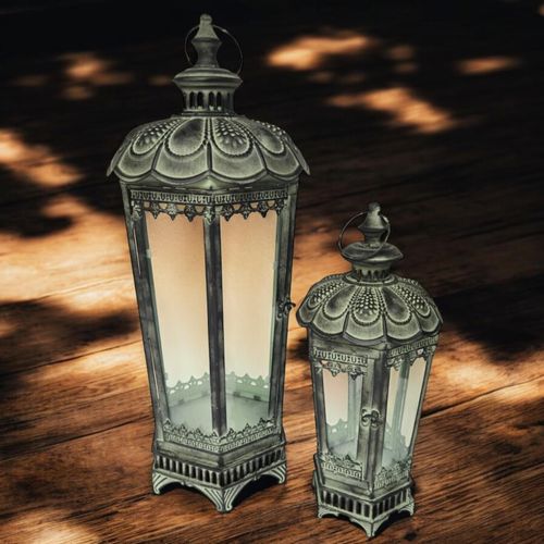 61/40CM SET 2 METAL GARDEN LANTERNS
