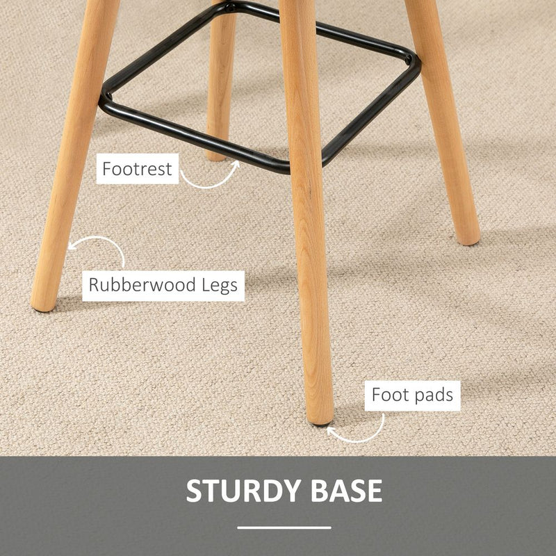 Set of 2 Grey Button-Tufted Counter Height Bar Chairs - Armless Bar Stool