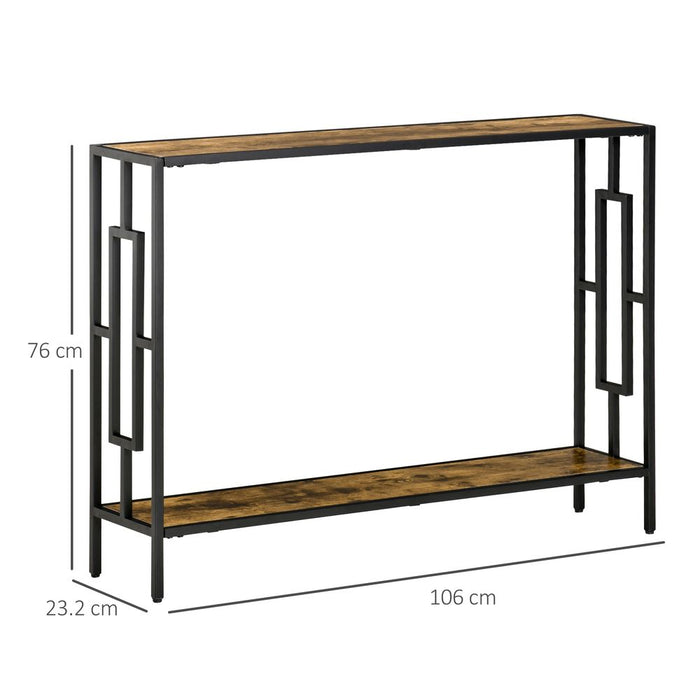 Premium Industrial Console Table Desk | Metal Frame | Rustic Brown Black | High Quality