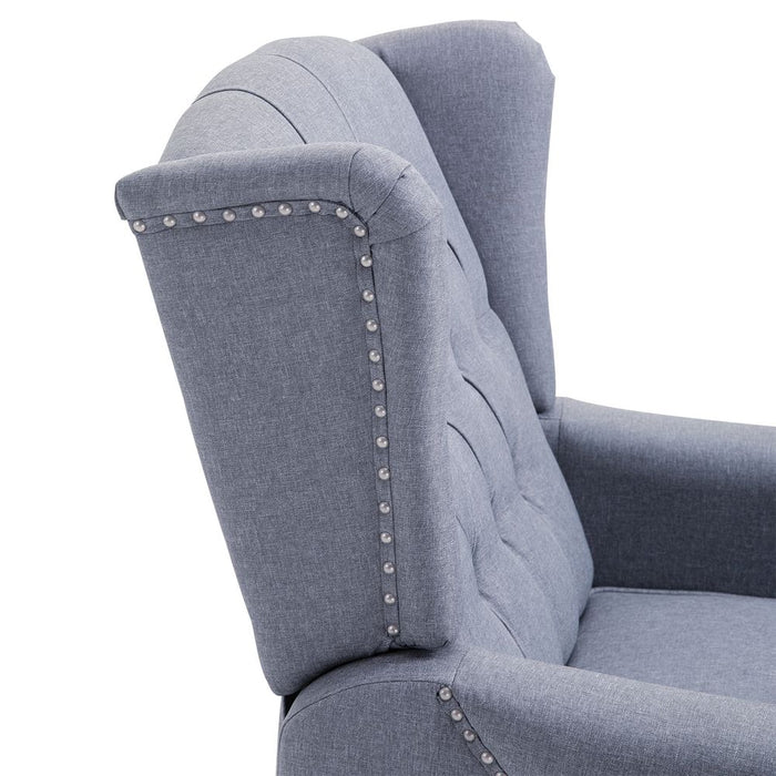 Luxury Recliner Armchair | Fabric Reclining Chair w/ Footrest | Light Grey | Free Shipping