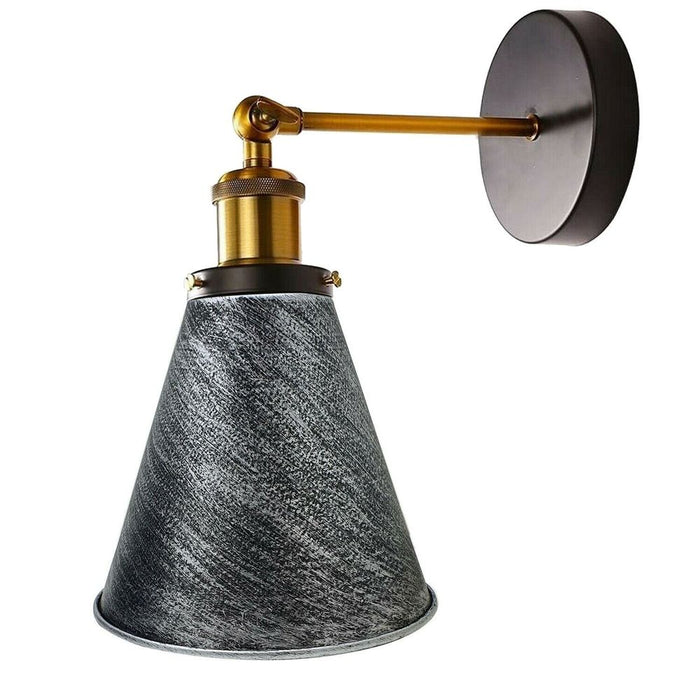 Vintage Industrial Metal Cone Wall Light: Kitchen & Living Room Lighting, Rustic Red/Copper/Silver Shade