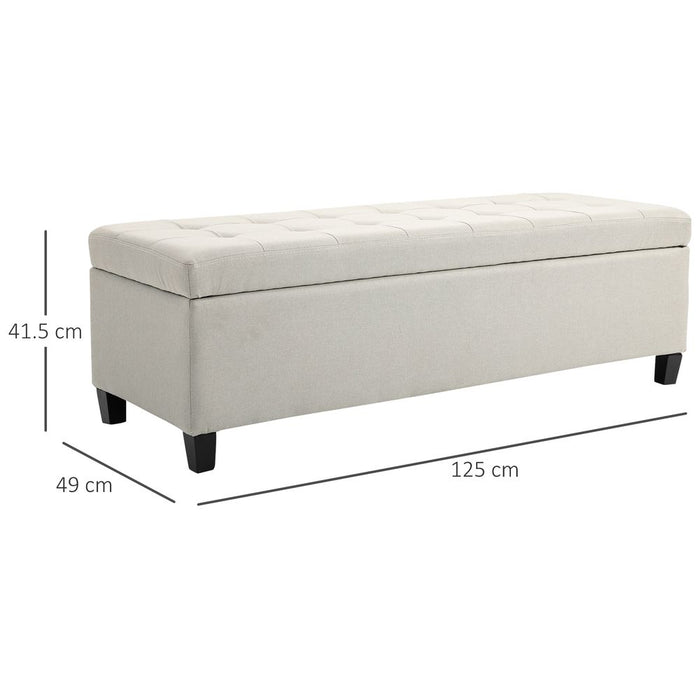 Linen Storage Ottoman Bench - Padded, Tufted, Hinged Lid, Wood Frame, Feet